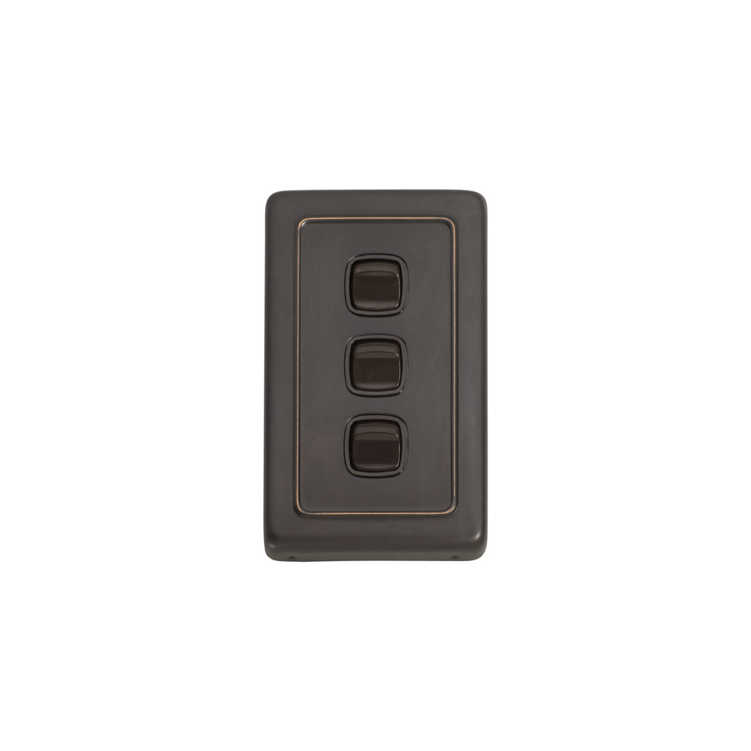 Switch - Rocker 3 Gang Antique Copper/Brown