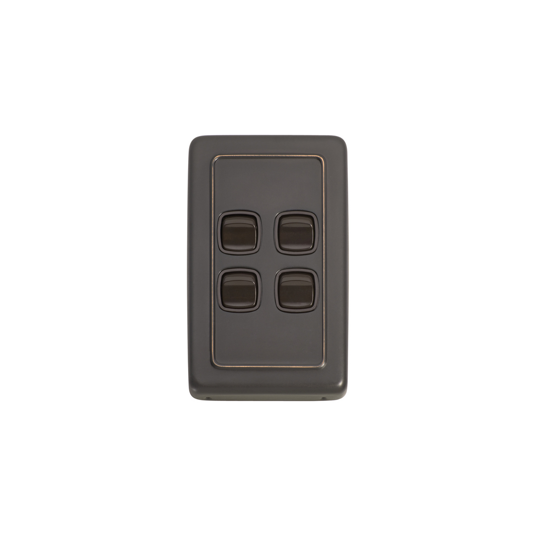 Switch - Rocker 4 Gang Antique Copper/Brown