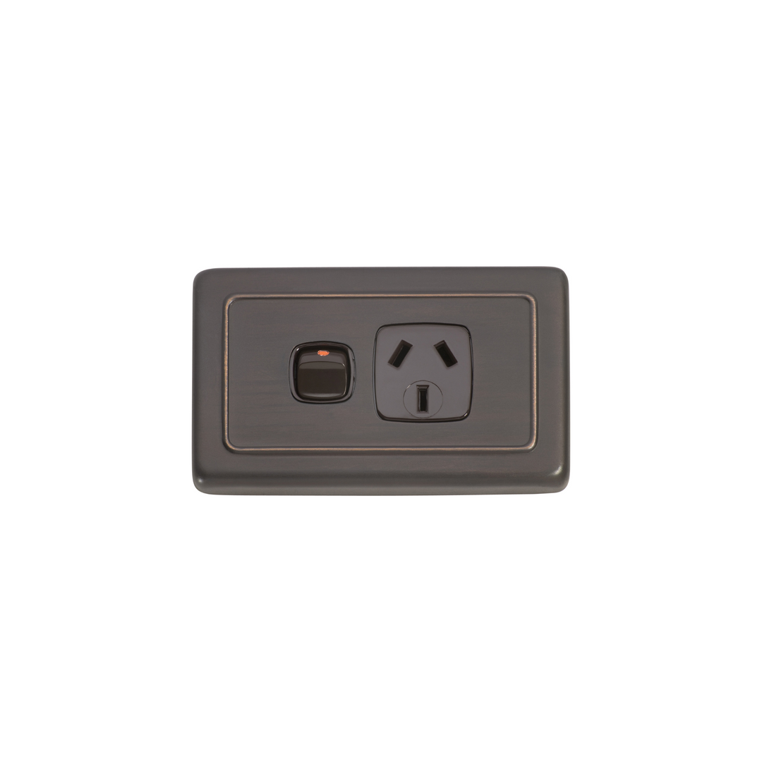 Single Power Point Antique Copper/Brown