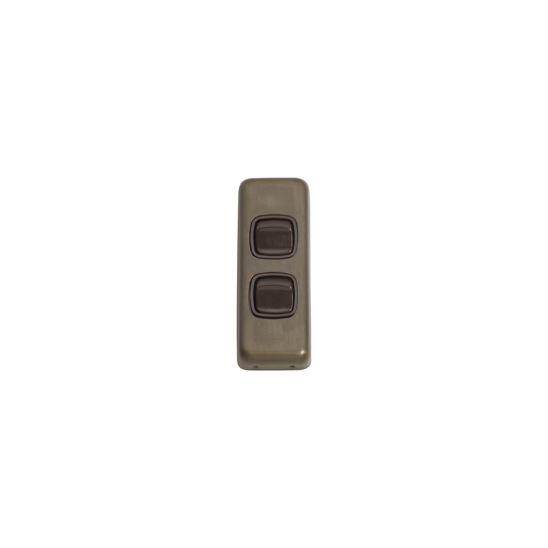 Switch - Architrave - Rocker 2 Gang Antique Brass/Brown