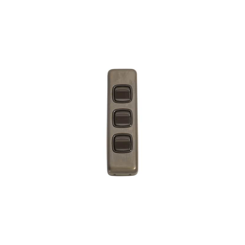 Switch - Architrave - Rocker 3 Gang Antique Brass/Brown