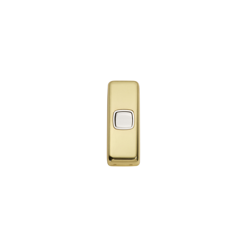 Switch - Architrave - Rocker 1 Gang Polished Brass/White