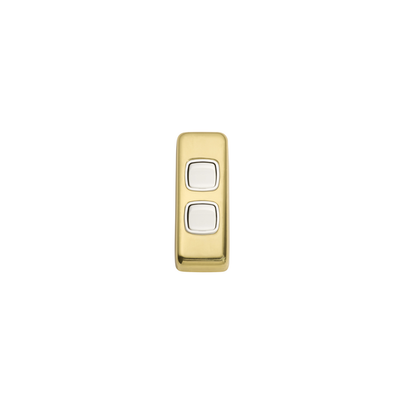 Switch - Architrave - Rocker 2 Gang Polished Brass/White