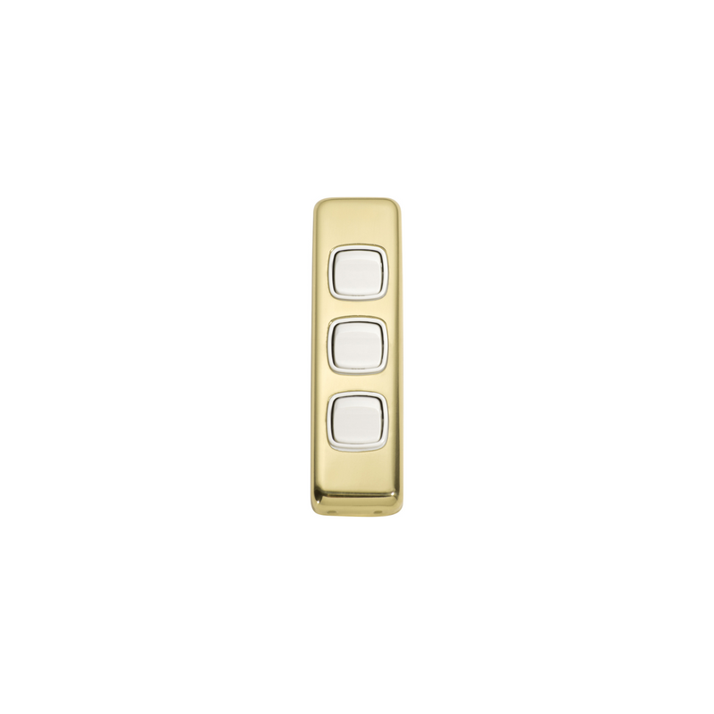 Switch - Architrave - Rocker 3 Gang Polished Brass/White