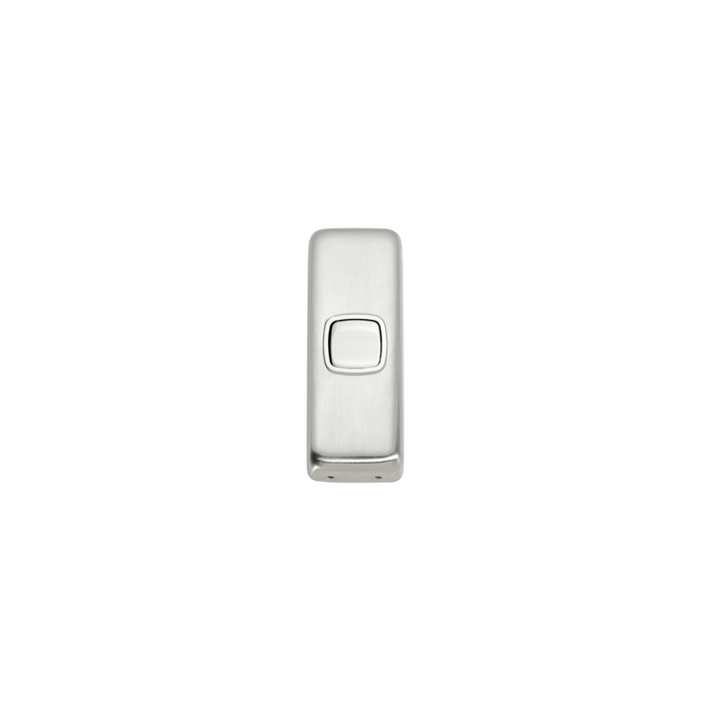 Switch - Architrave - Rocker 1 Gang Satin Chrome/White