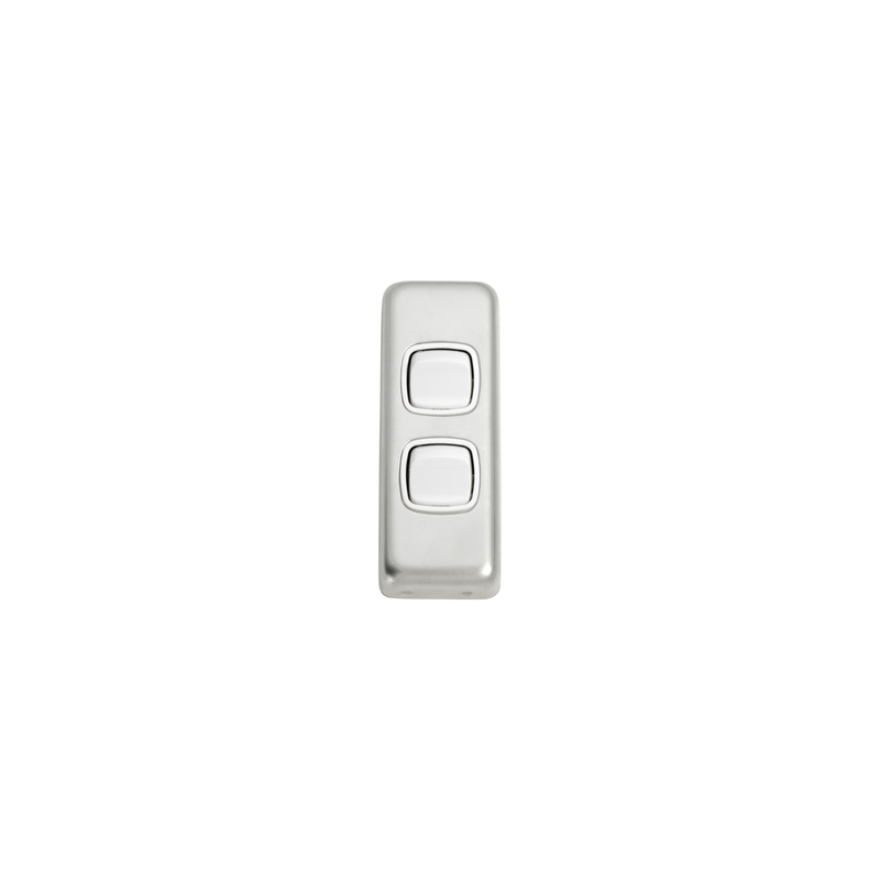 Switch - Architrave - Rocker 2 Gang Satin Chrome/White