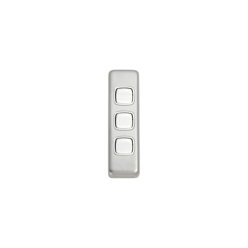 Switch - Architrave - Rocker 3 Gang Satin Chrome/White