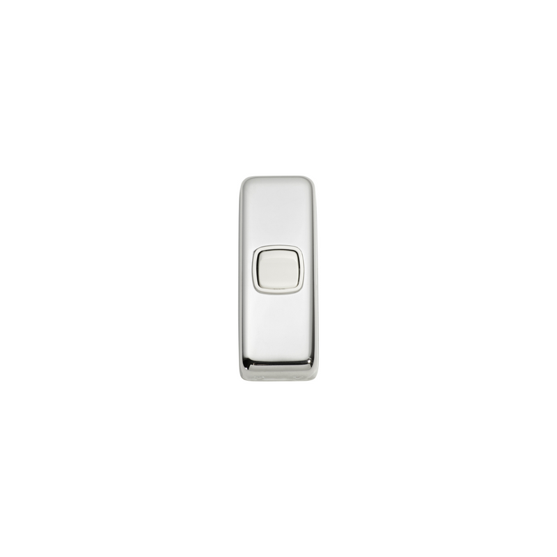 Switch - Architrave - Rocker 1 Gang Polished Chrome/White