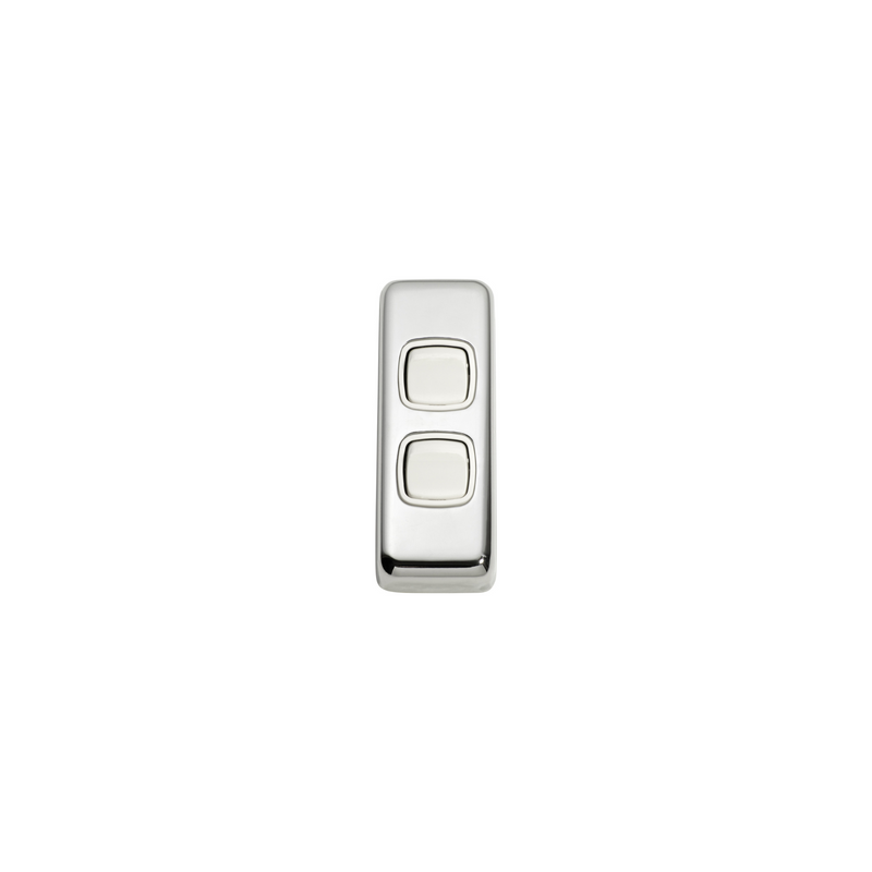 Switch - Architrave - Rocker 2 Gang Polished Chrome/White