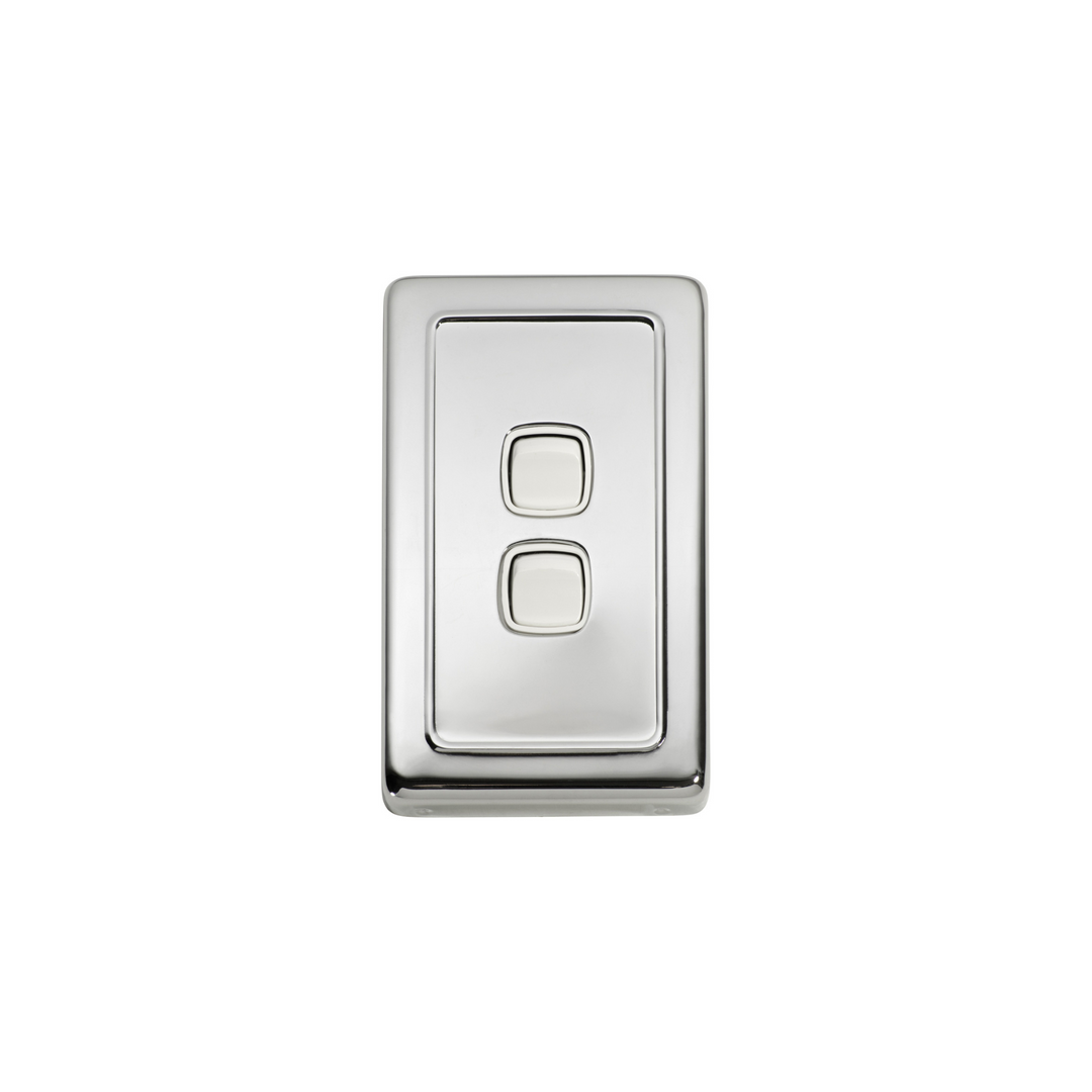 Switch - Rocker 2 Gang Polished Chrome/White