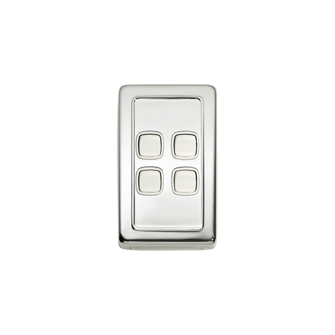 Switch - Rocker 4 Gang Polished Chrome/White