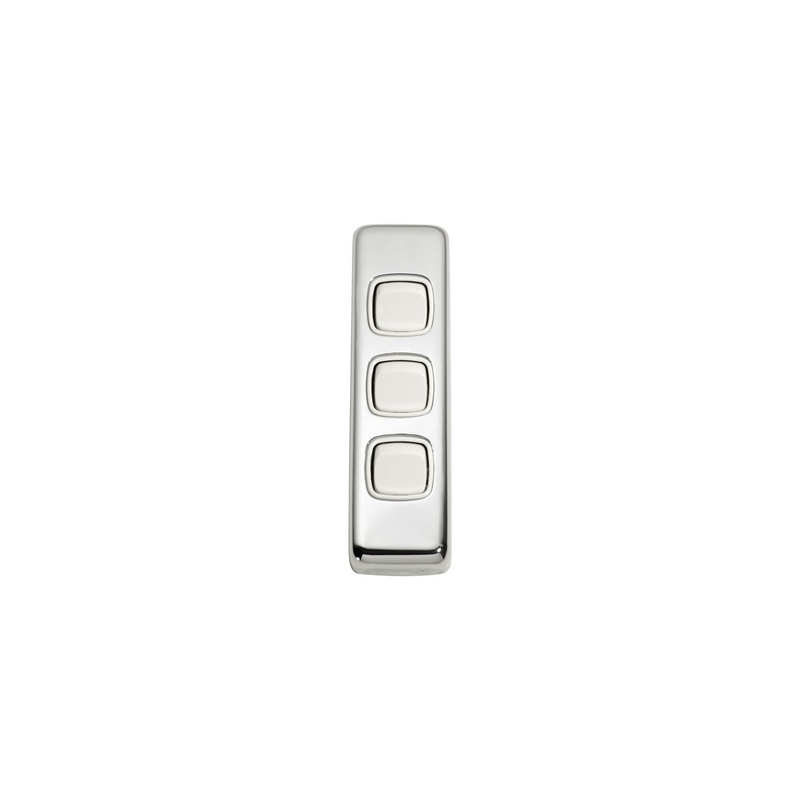 Switch - Architrave - Rocker 3 Gang Polished Chrome/White