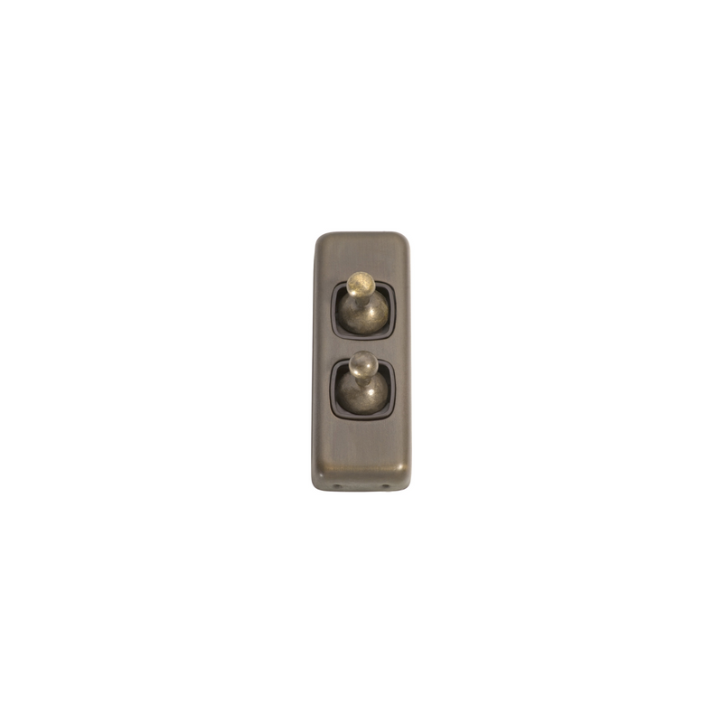 Switch - Architrave - Toggle 2 Gang Antique Brass/Brown