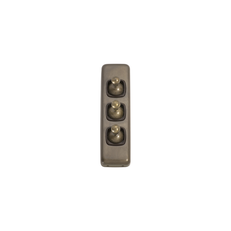 Switch - Architrave - Toggle 3 Gang Antique Brass/Brown