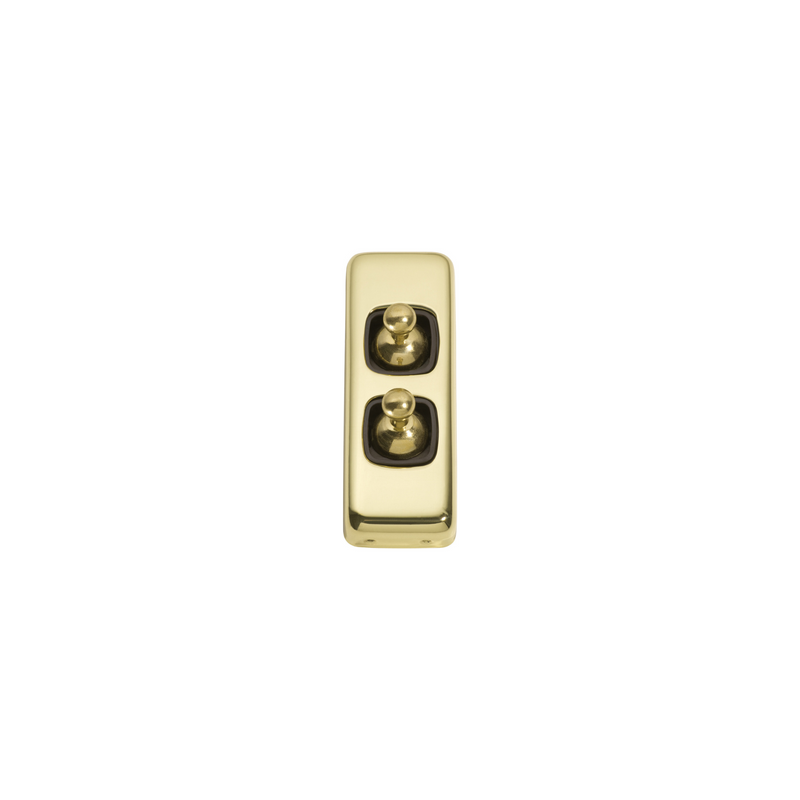 Switch - Architrave - Toggle 2 Gang Polished Brass/Brown