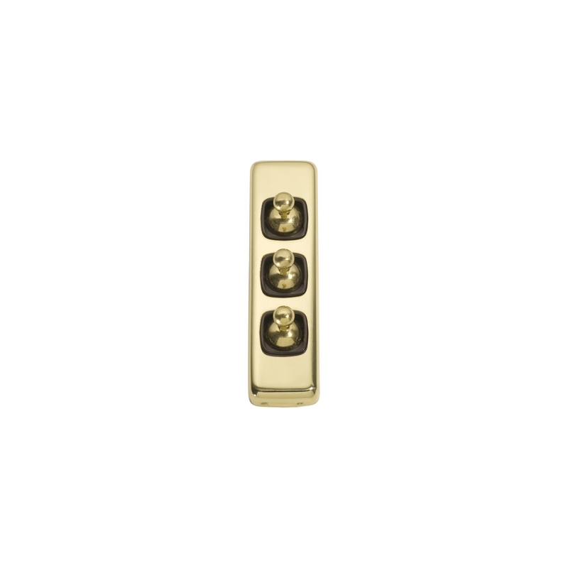 Switch - Architrave - Toggle 3 Gang Polished Brass/Brown