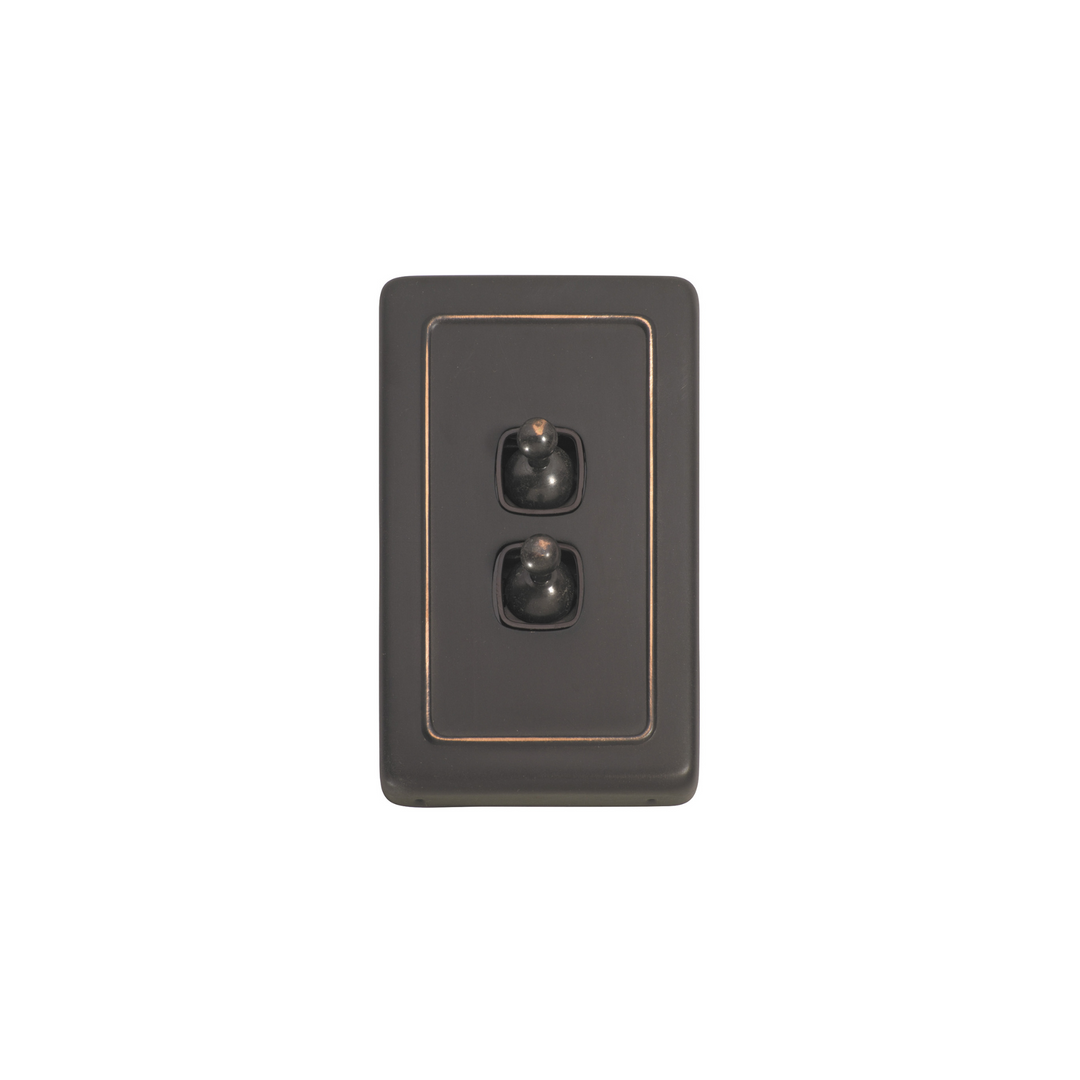 Switch - Toggle 2 Gang Antique Copper/Brown