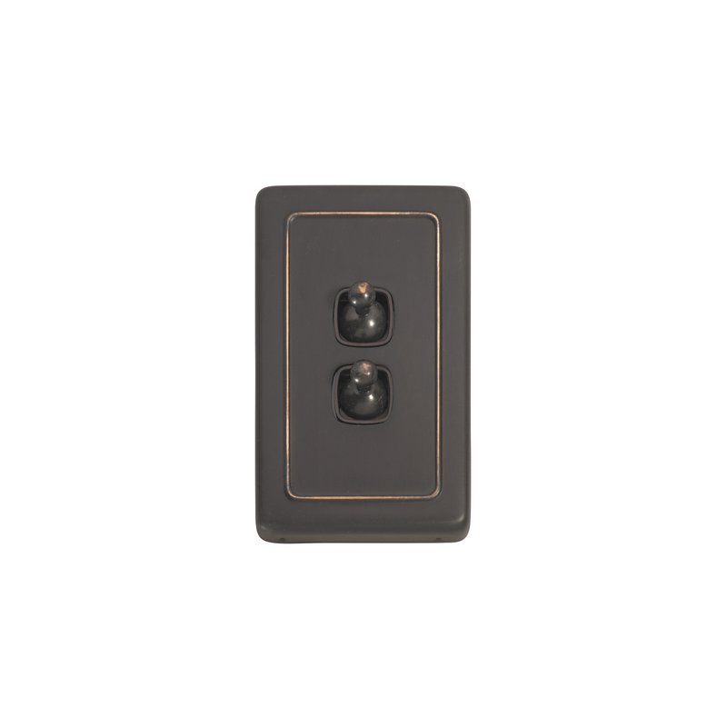 Switch - Toggle 2 Gang Antique Copper/Brown