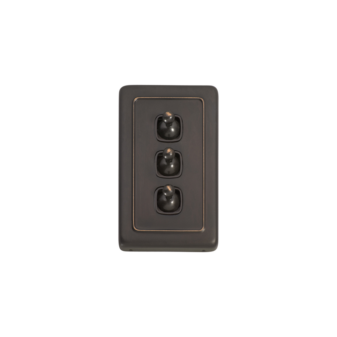 Switch - Toggle 3 Gang Antique Copper/Brown