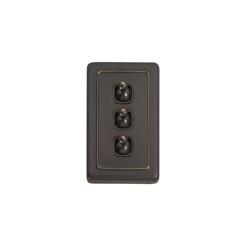 Switch - Toggle 3 Gang Antique Copper/Brown