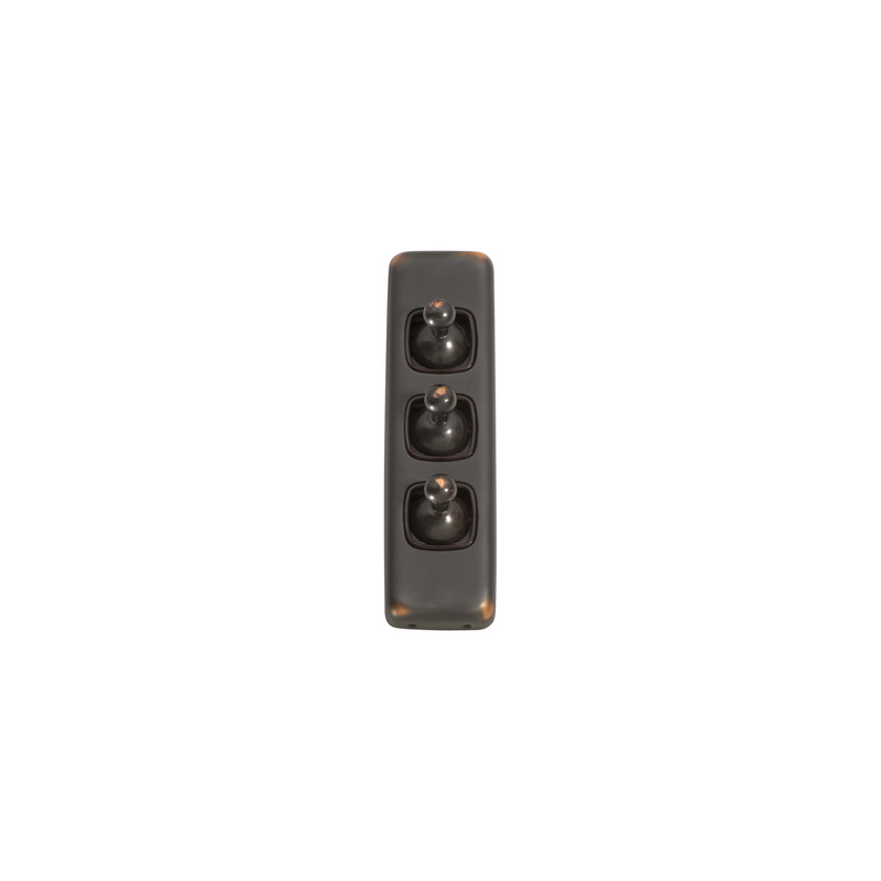 Switch - Architrave - Toggle 3 Gang Antique Copper/Brown