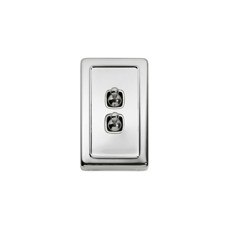 Switch - Toggle 2 Gang Polished Chrome/White