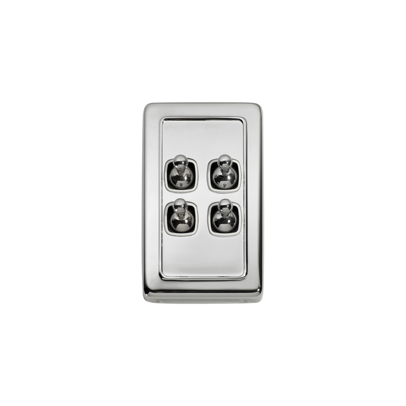 Switch - Toggle 4  Gang Polished Chrome/White