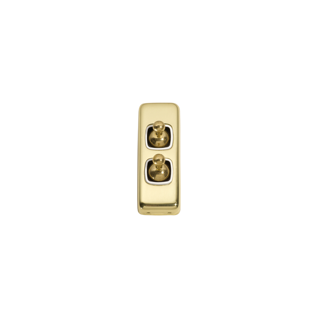 Switch - Architrave - Toggle 2 Gang Polished Brass/White