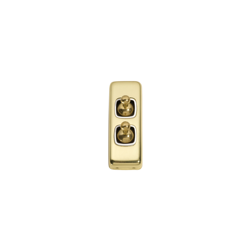 Switch - Architrave - Toggle 2 Gang Polished Brass/White