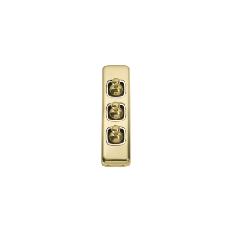 Switch - Architrave - Toggle 3 Gang Polished Brass/White