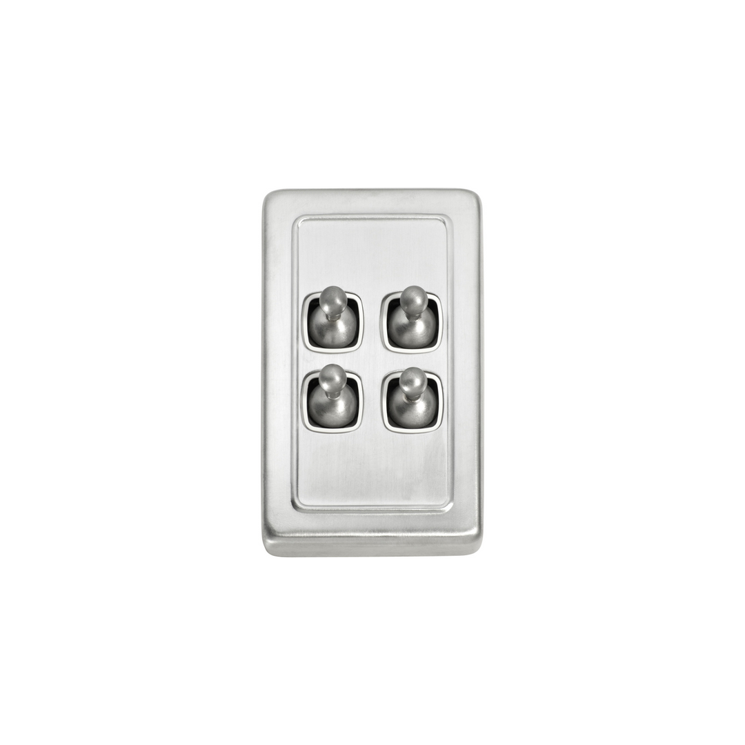 Switch - Toggle 4 Gang Satin Chrome/White