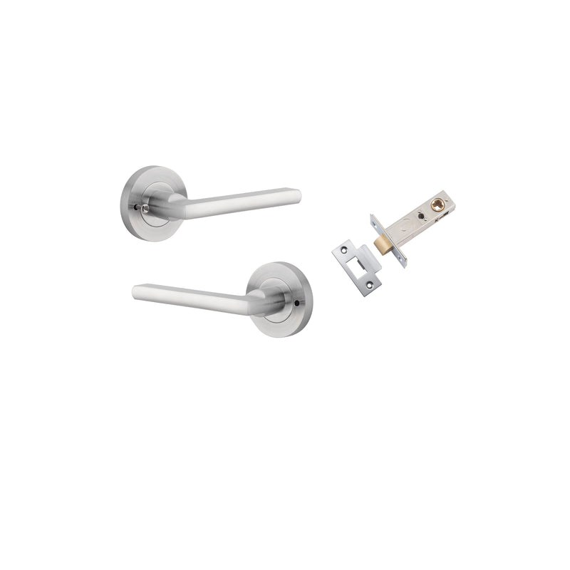 Baltimore Lever on Rose Brushed Chrome Inbuilt Privacy Kit