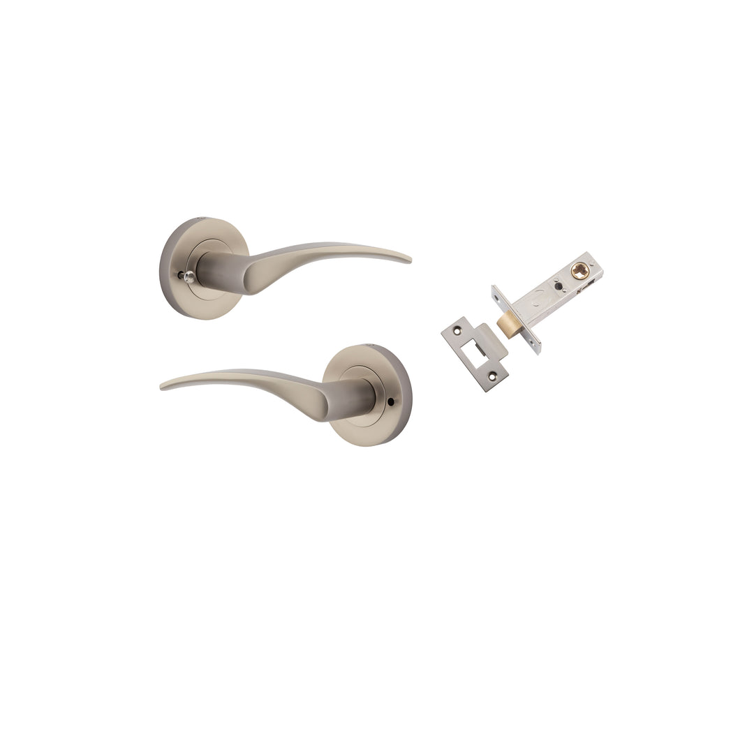 Oxford Lever on Rose Satin Nickel Inbuilt Privacy Kit