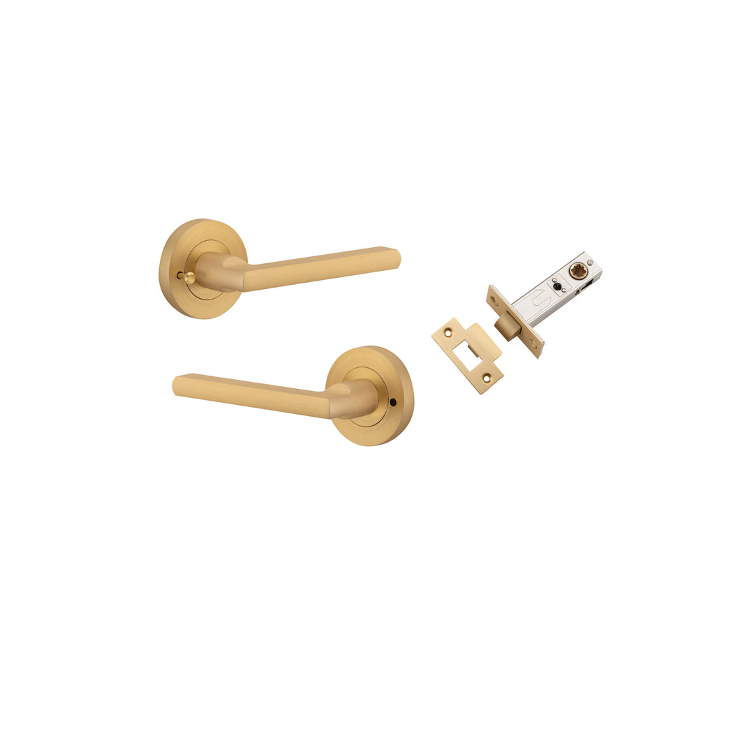 Baltimore Lever on Rose Brushed Brass Inbuilt Privacy Kit
