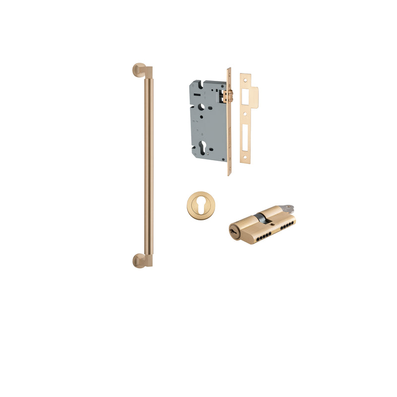 Berlin Pull Handle Brushed Brass 450mm Entrance Kit - Key/Key