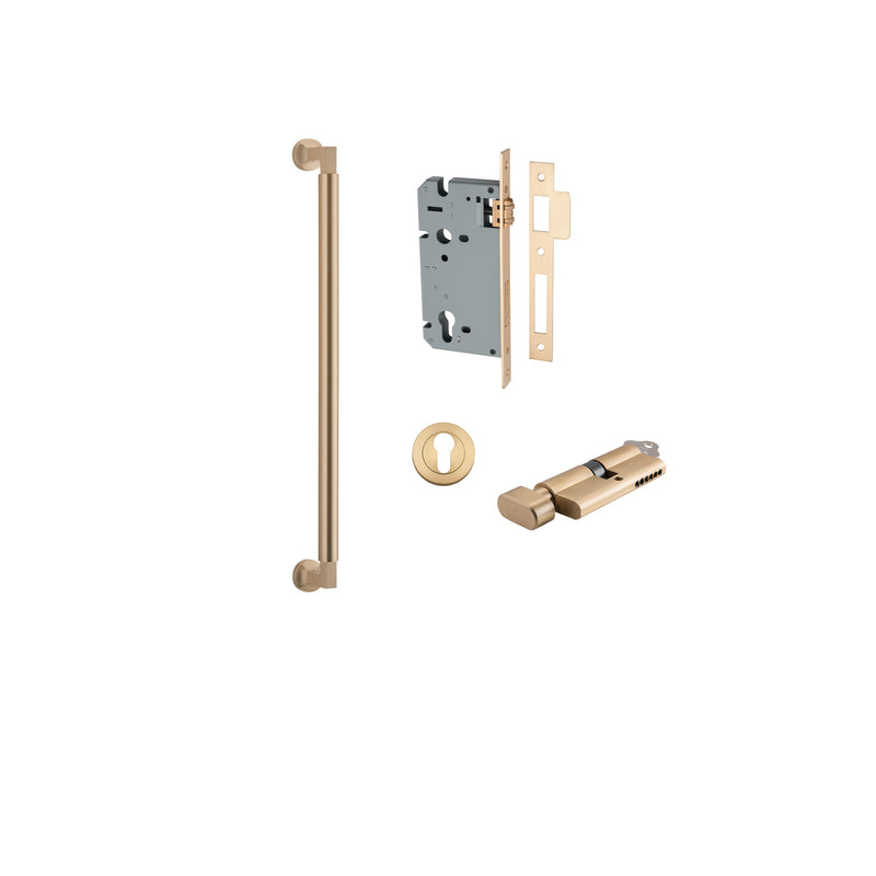 Berlin Pull Handle Brushed Brass 450mm Entrance Kit - Key/Thumb Turn