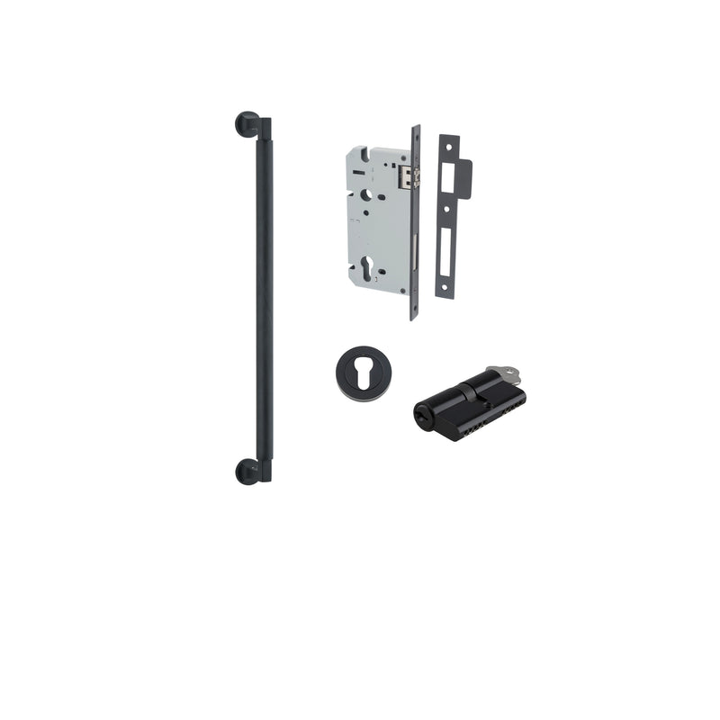 Brunswick Pull Handle Matt Black 450mm Entrance Kit - Key/Key