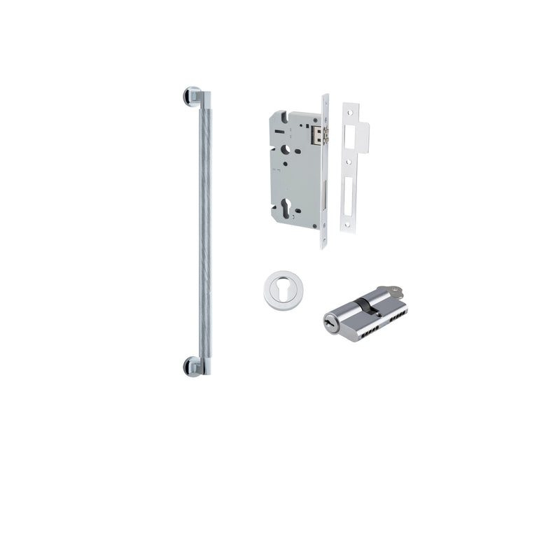 Brunswick Pull Handle Polished Chrome 450mm Entrance Kit - Key/Key