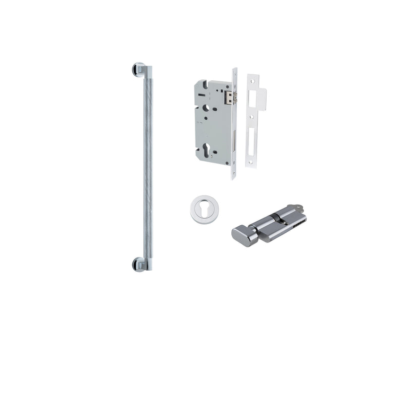 Brunswick Pull Handle Polished Chrome 450mm Entrance Kit - Key/Thumb Turn