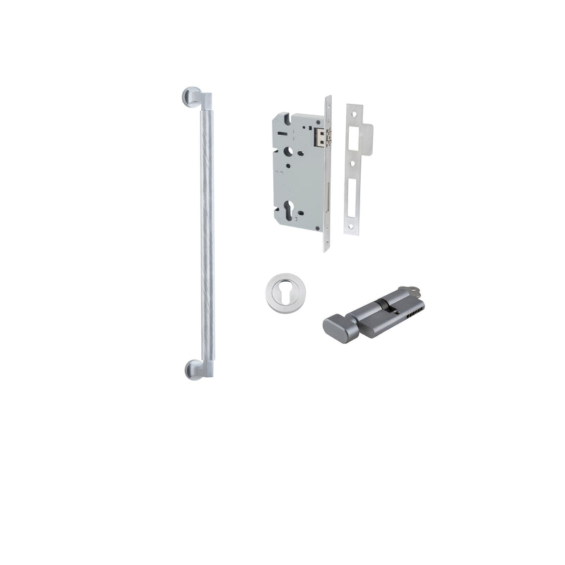 Brunswick Pull Handle Brushed Chrome 450mm Entrance Kit - Key/Thumb Turn