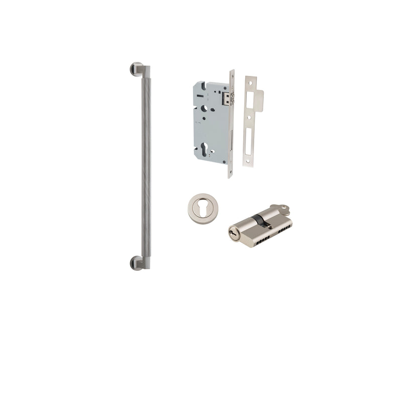 Brunswick Pull Handle Satin Nickel 450mm Entrance Kit - Key/Key