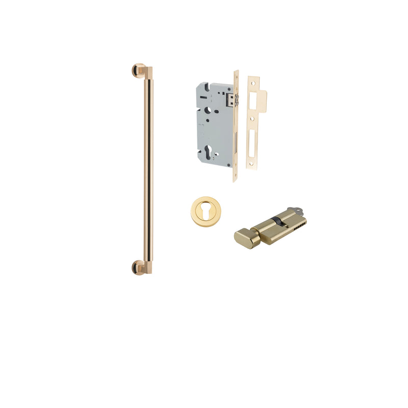 Berlin Pull Handle Polished Brass 450mm Entrance Kit - Key/Thumb Turn