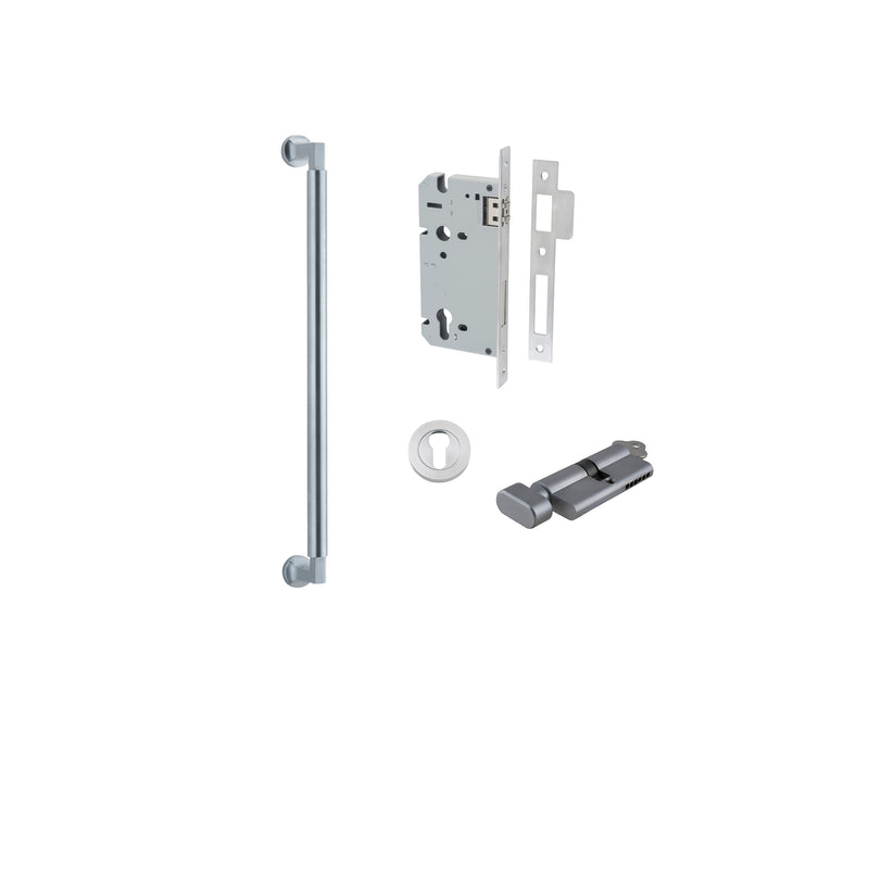 Berlin Pull Handle Brushed Chrome 450mm Entrance Kit - Key/Thumb Turn