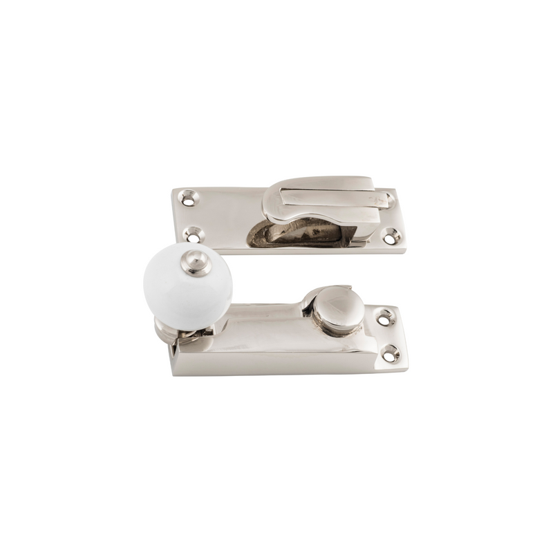 Sash Fastener - Porcelain Ball Polished Nickel