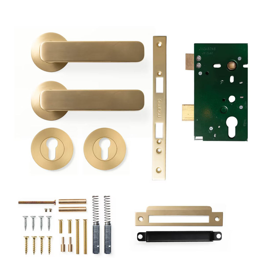 Aspen Lever Mortice Entrance Set Brushed Satin Brass