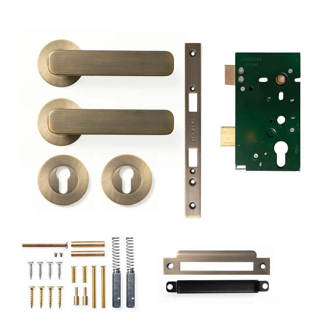 Aspen Lever Mortice Entrance Set Dark Brushed Brass