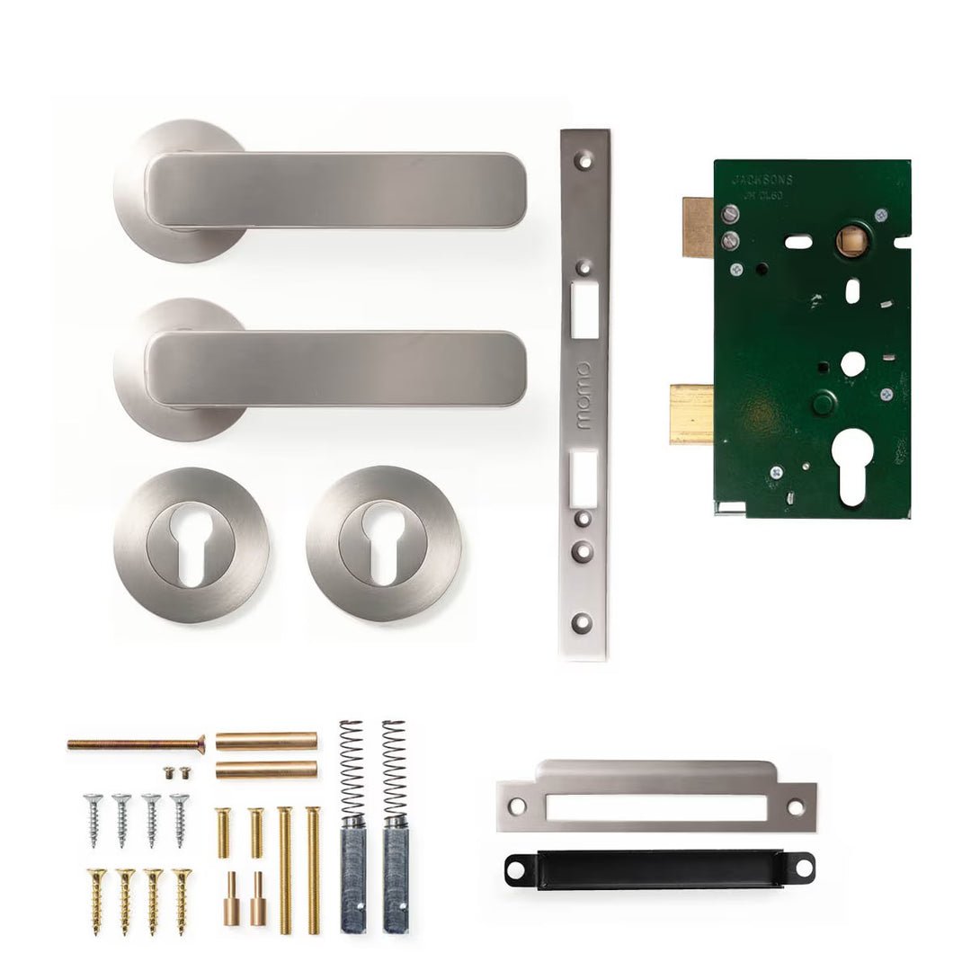 Aspen Lever Mortice Entrance Set Dull Brushed Nickel