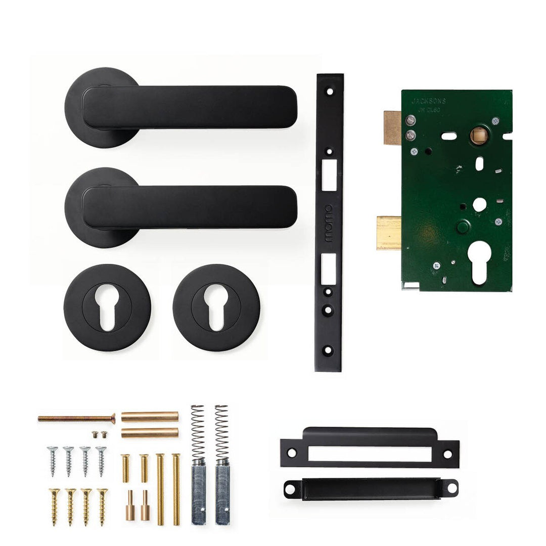 Aspen Lever Mortice Entrance Set Matt Black