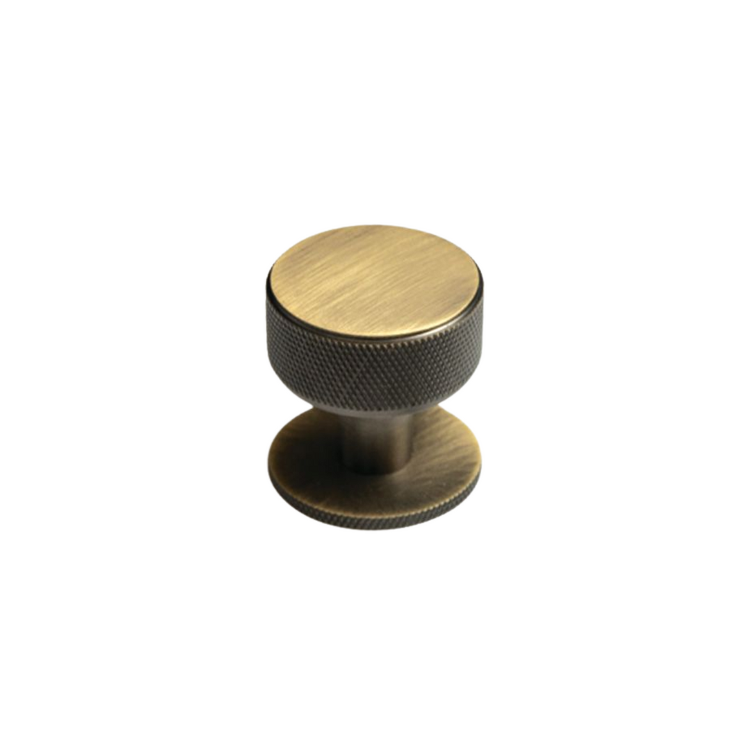 Belgravia Knurled Solid Brass Round Knob Dark Brushed Brass 35mm