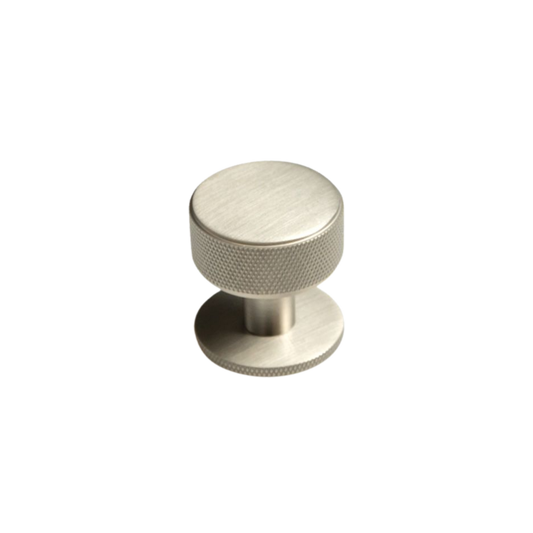 Belgravia Knurled Solid Brass Round Knob Dull Brushed Nickel 35mm